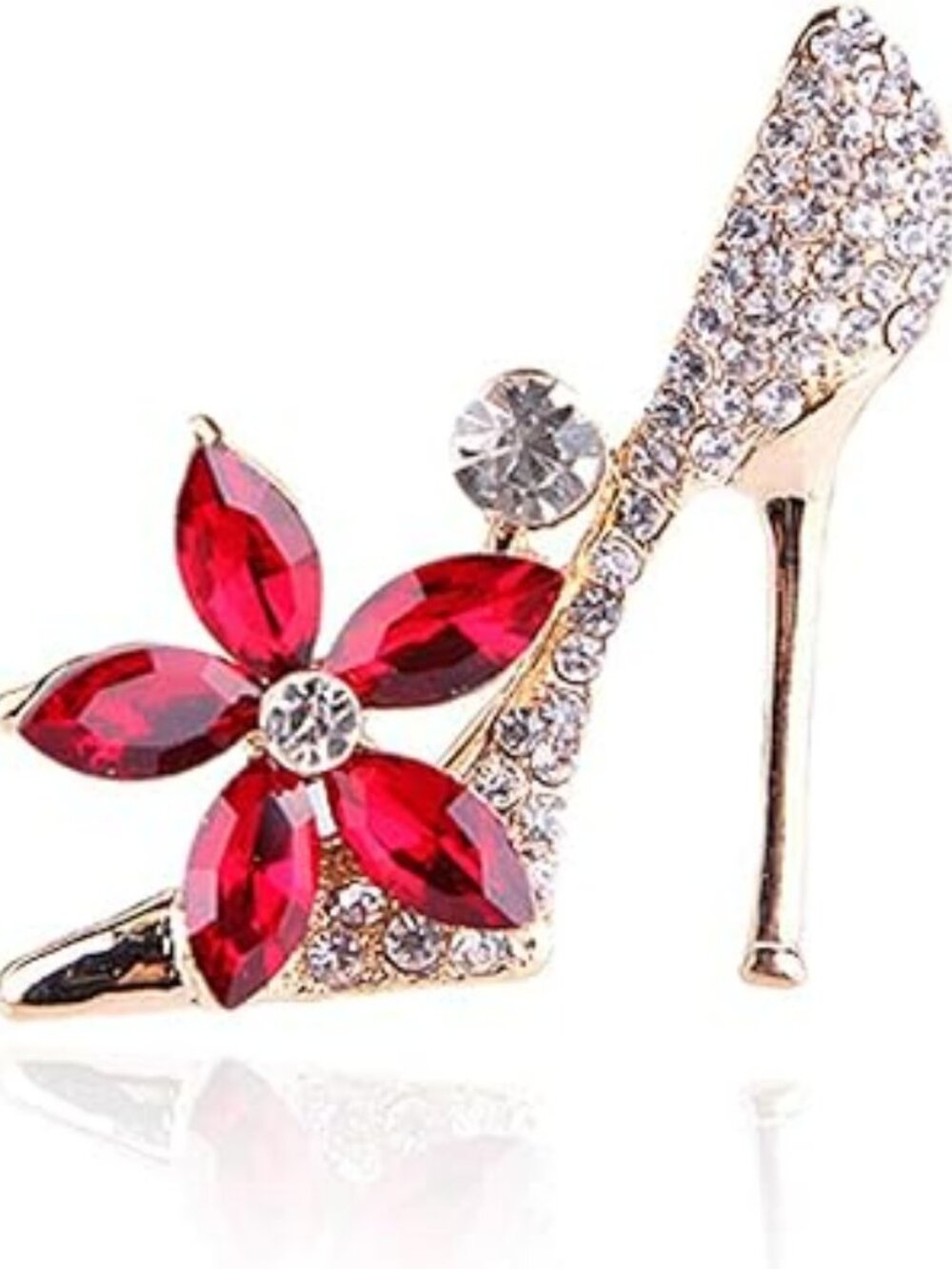NEW Womens Brooch High Heels and Flowers Rhinestone Standout Jewelry Classy